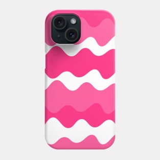 Pink and white horizontal waves pattern Phone Case