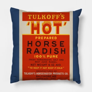 Vintage Baltimore Tulkoff's Kosher Hot Horseradish Label Pillow