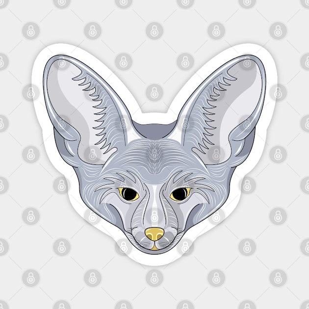 cute silver bat eared fox face Magnet by dwalikur