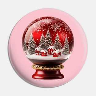 Red Christmas Snow Globe Pin