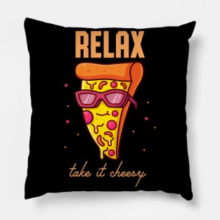 Funny Pizza Saying Relaxation Cheese Pun Pillow