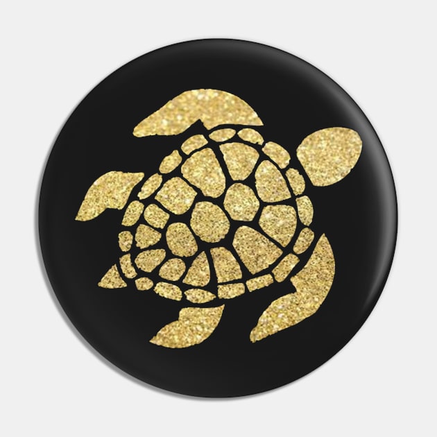 Gold Faux Glitter Turtle Pin by Felicity-K