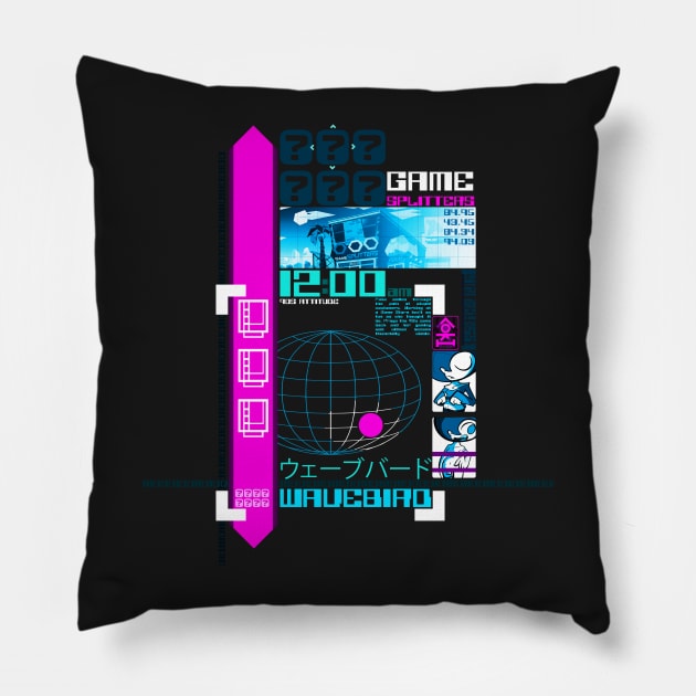 Y2K Black Neon Wavebird Pillow by RebelTaxi