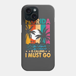 Florida Is Calling I Must Go Vintage Palm Trees Beach Phone Case