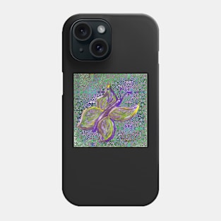 butterfly and swirls in purple and green Phone Case