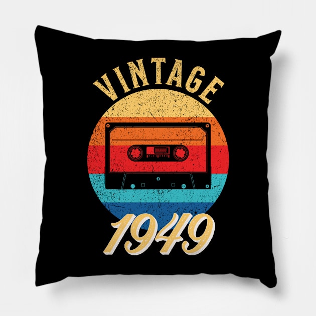 Vintage Year Since 1949 | Cassette | 73rd Birthday Gift Pillow by jiromie