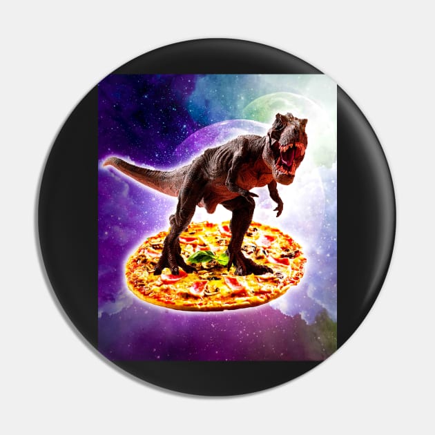 Tyrannosaurus Rex Dinosaur Riding Pizza In Space Pin by Random Galaxy