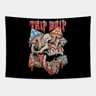 Trip Drip Skull Melting Mushroom Tapestry