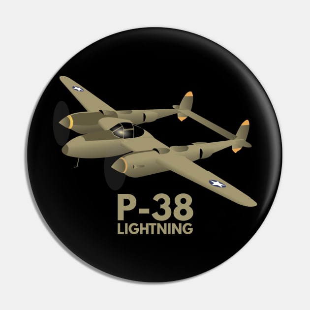 WW2 P-38 Lightning Airplane Pin by NorseTech