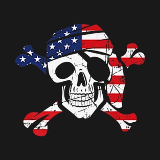 American Flag Pirate Skull T-Shirt