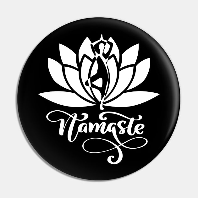 Namaste Flower Zen in Black and White Pin by DesignIndex