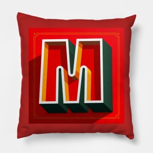 font m vintage series Pillow