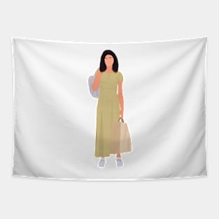 Sel in yellow long dress Outfit with grocery bags Fan Art Tapestry