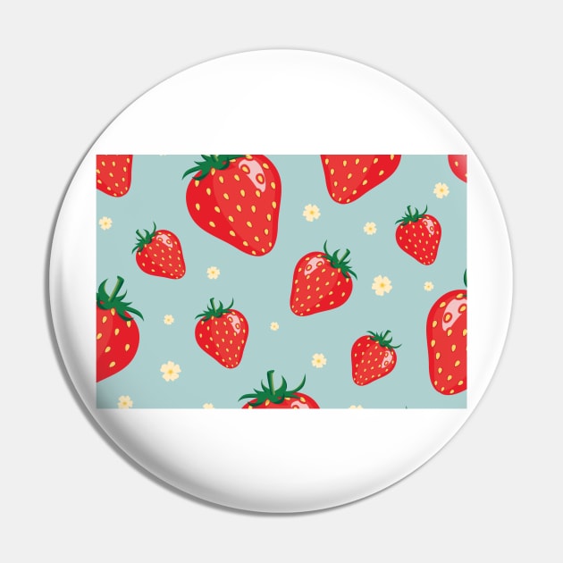 Cute Strawberries Pattern Mask - Beautiful Sunflower background - Great Gift For Her Pin by WassilArt