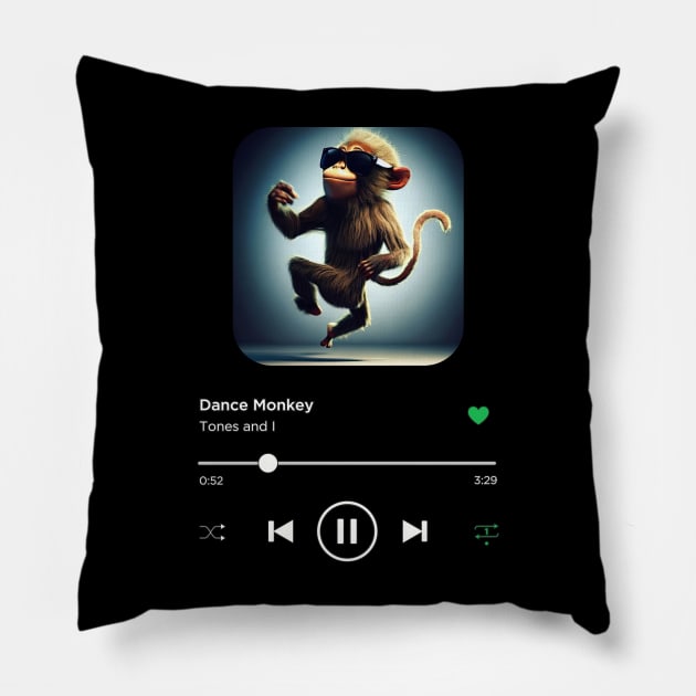 Dance Monkey, Tones and I, Music Playing On Loop, Alternative Album Cover Pillow by SongifyIt