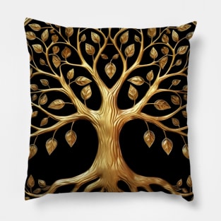 Gold Tree Of Life Mandala Sacred Nature Pillow
