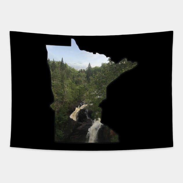 Minnesota Outline (Devil's Kettle in Judge Magney State Park) Tapestry by gorff