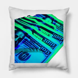 Cash Money Green Blue Hundred Dollar Bills Pillow