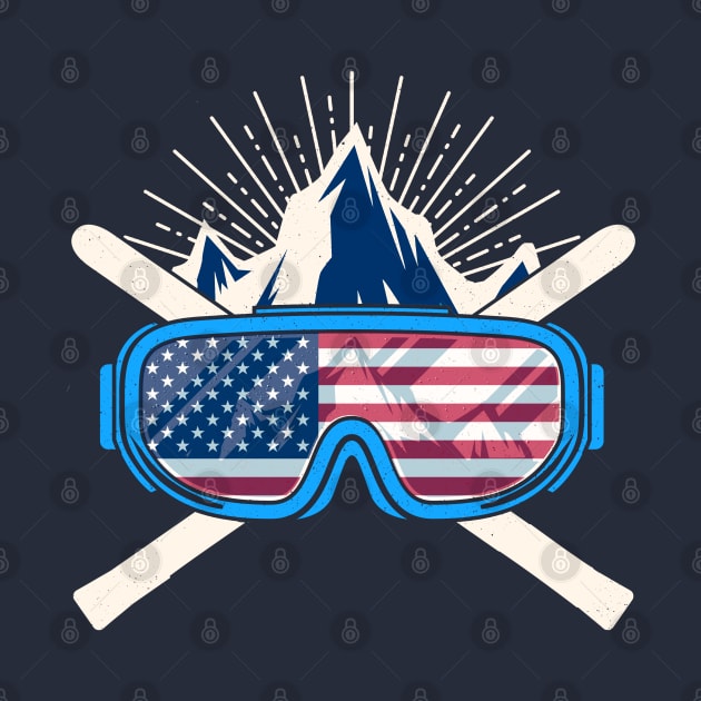 USA Ski Skiing America American Flag Patriotic by E