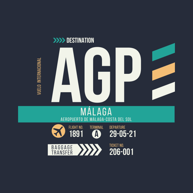 Malaga (AGP) Airport Code Baggage Tag by SLAG_Creative