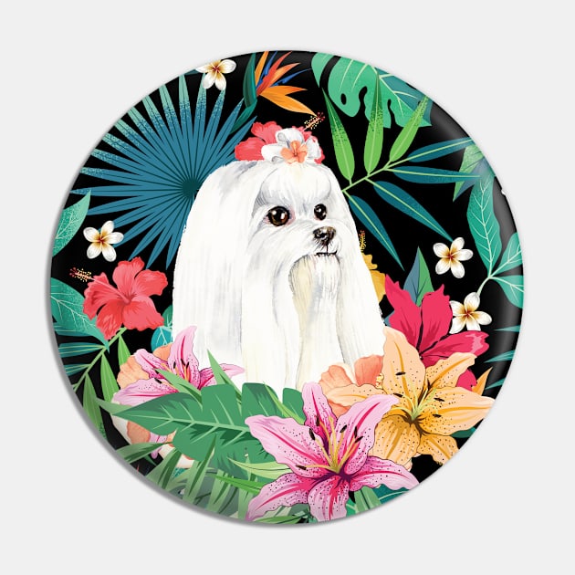 Tropical Maltese Dog 5 - Long Haired Pin by LulululuPainting