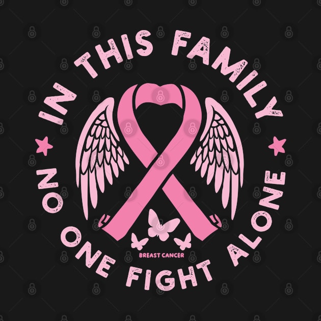 In This Family No One Fights Alone Shirt Breast Cancer Awareness by Vixel Art