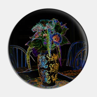 Black Panther Art - Flower Bouquet with Glowing Edges 2 Pin