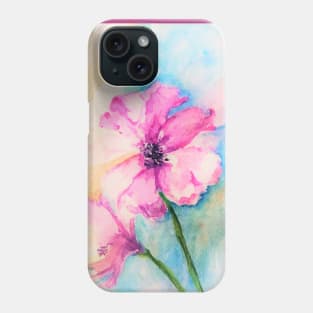 Pink Flowers Watercolor Abstract Phone Case