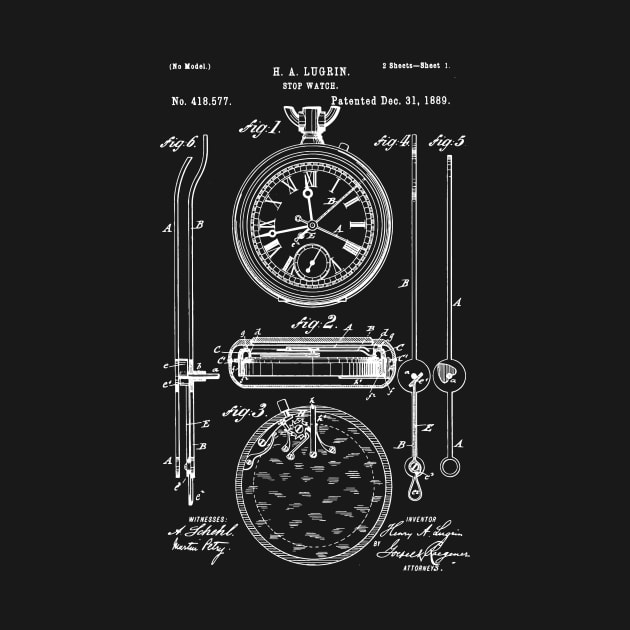 Stop Watch Patent 1889 by Anodyle