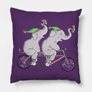 Elephant Pals on a Bike Pillow