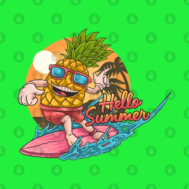 Summer Pineapple Tropical Beach Surfing by Emart