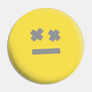 Neutral Smiley Face X Eyes Pin