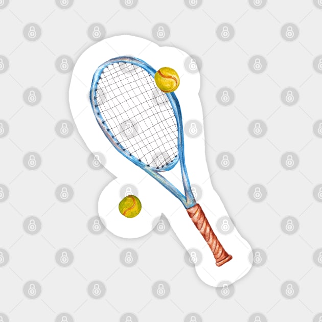 Tennis racket with tennis balls_3 Magnet by lisenok