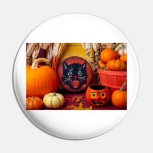 Halloween Black Cat Box Still Life Pin