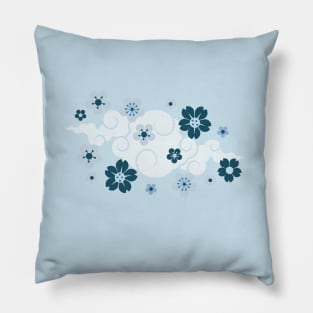 Flowers in Blue Pillow