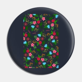 Red, pink, blue and maroon flower pattern with white background Pin