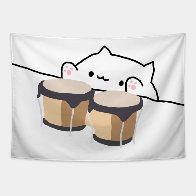 BONGO CAT BONGOS SAD JAPANESE ANIME AESTHETIC Bongo Cat Tapestry