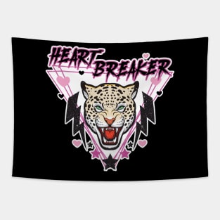 Retro Anti-Valentines Day Heart Breaker 80s 90s Leopard  Black Tapestry