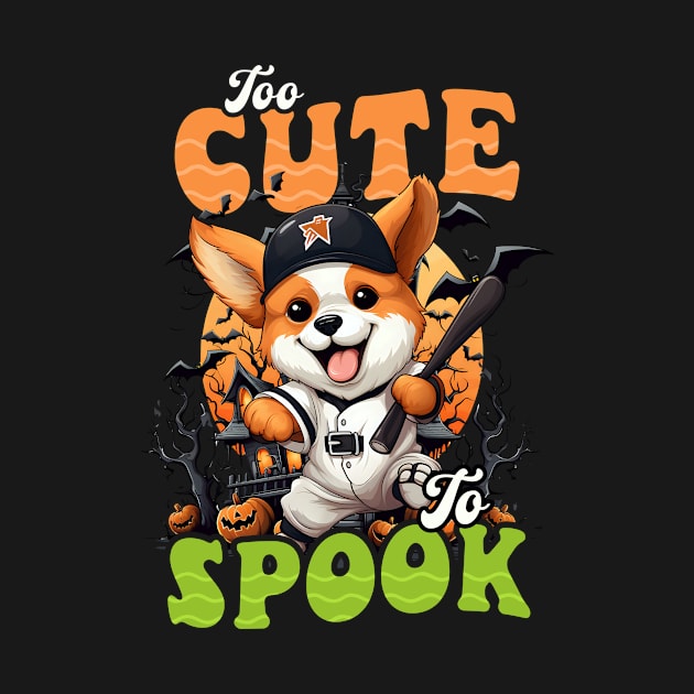 Baseball Halloween Shirt | Cute Too Spook Puppy by Gawkclothing