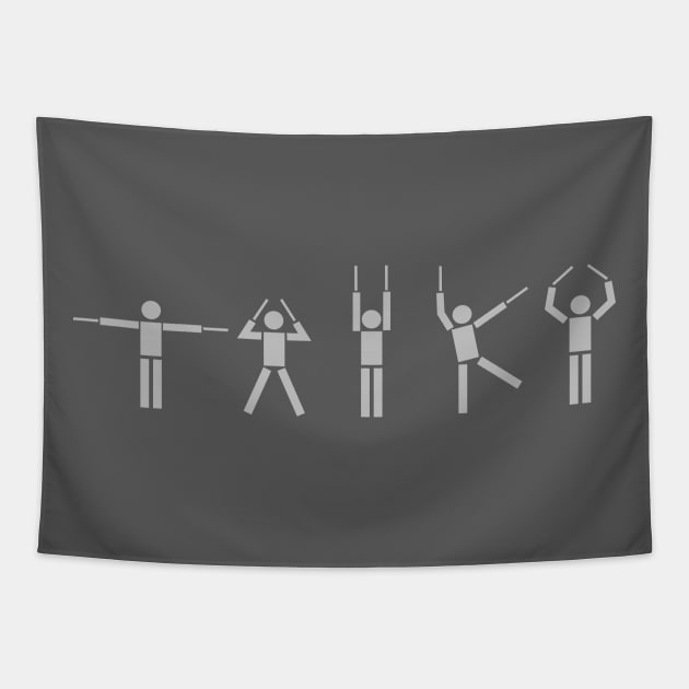 Taiko People gray Tapestry by Austin Taiko