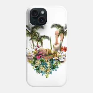 Wonderful pelican with flowers, tropical design Phone Case