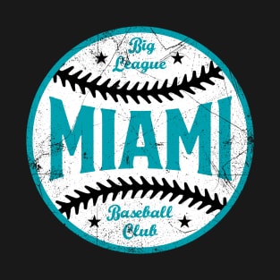 Miami Retro Big League Baseball - Black T-Shirt