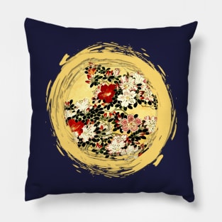 Japanese-Style Floral Circle Design Pillow