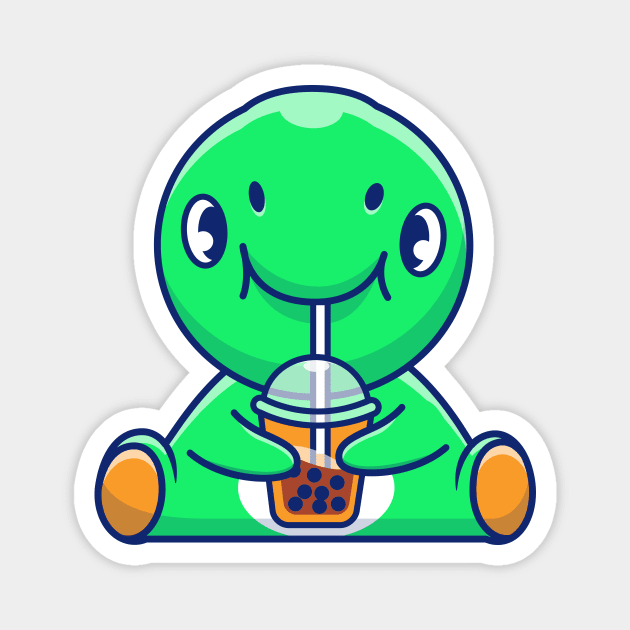 Cute Dinosaur Drink Bubble Tea Cartoon Magnet by Catalyst Labs