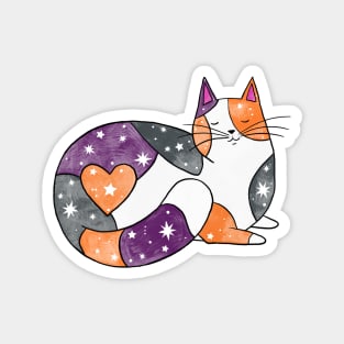 Halloween Calico Cat with Stars Magnet