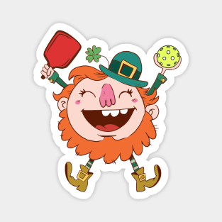 Pickleball St. Patrick's Day Leprechaun Magnet