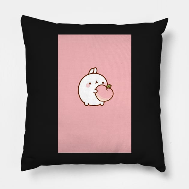 Peachy Bunny Pillow by lobanegra