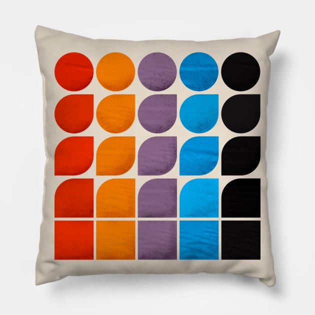 Retro colorful shapes - abstract Pillow by showmemars