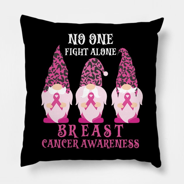 No one fight alone breast cancer awareness Pillow by Tees of Joy