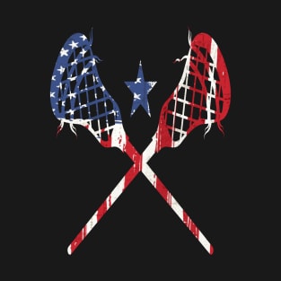 American Flag Lacrosse Gift for Men Women Kids T-Shirt